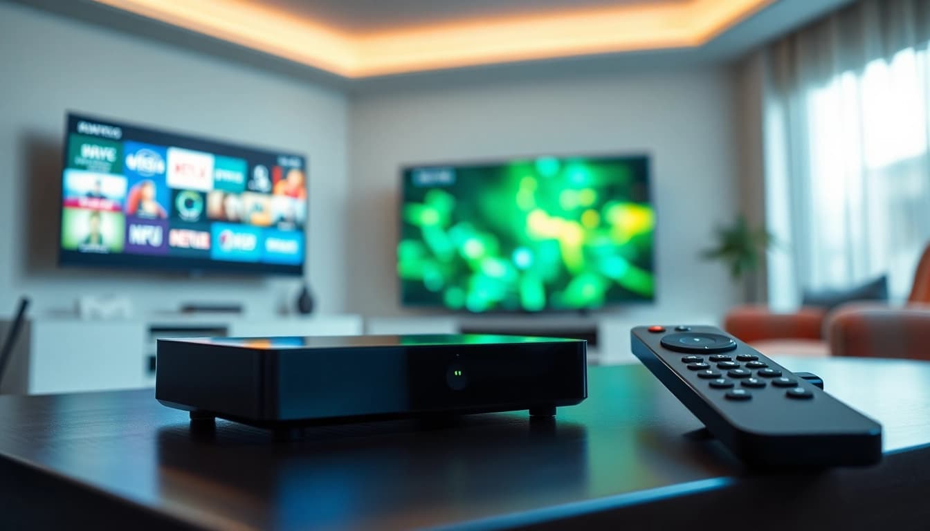 Showcase of iron tv streaming device highlighting its advanced features and design.
