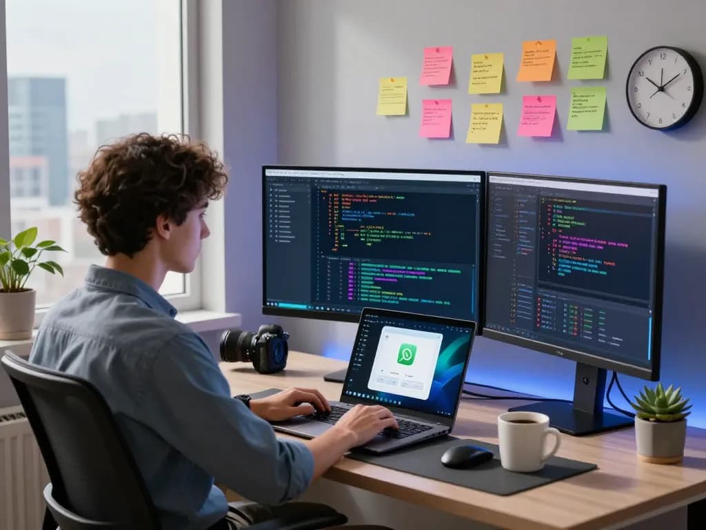 open claw interface in a modern home office, showcasing AI coding and workflow integration
