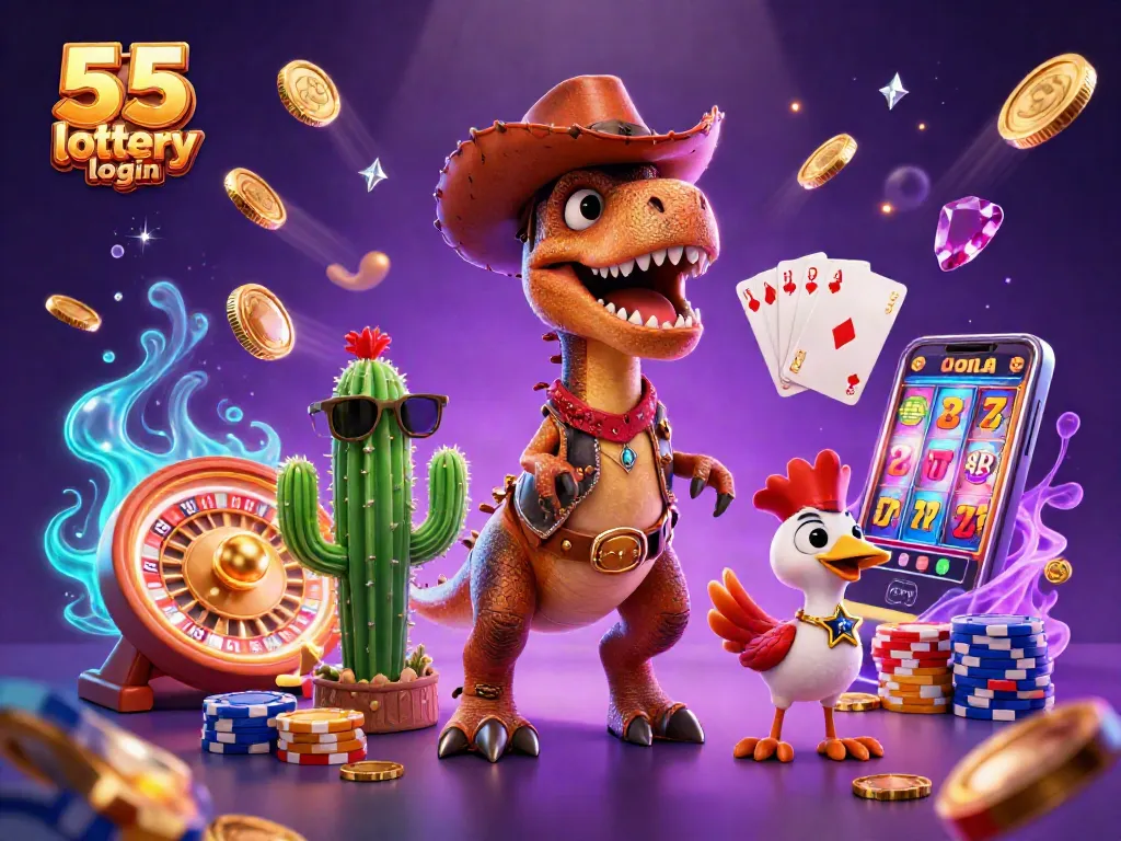 Experience thrilling wins with 55 lottery login in a vibrant online casino setting featuring engaging characters.