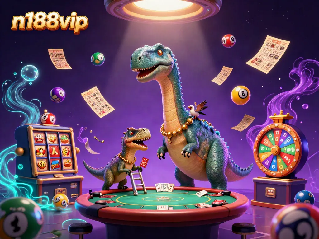 Join the excitement at n188vip as a colossal brontosaurus dazzles the casino atmosphere!