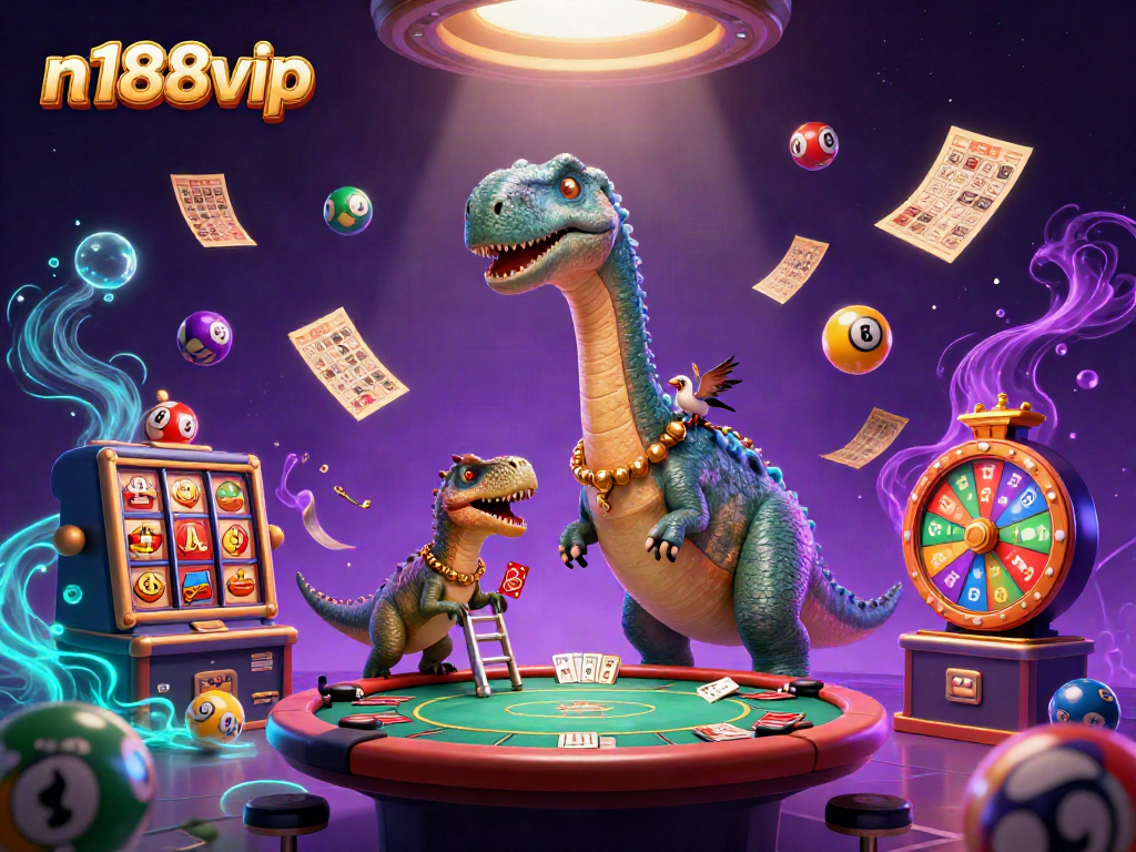 Join the excitement at n188vip as a colossal brontosaurus dazzles the casino atmosphere!