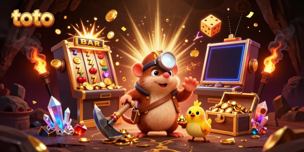 Experience the excitement of toto with vibrant casino scenes featuring treasure and jackpots.