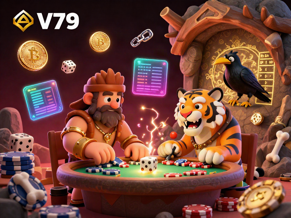 Experience the thrilling action at V79's online casino with vibrant characters and dynamic gaming elements.