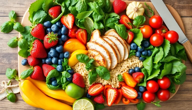 Discover vibrant, healthy food options like fresh fruits and leafy greens on a wooden table.