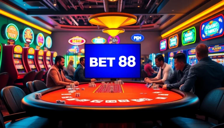 Experience thrilling poker action at BET 88 with players immersed in high stakes gaming.