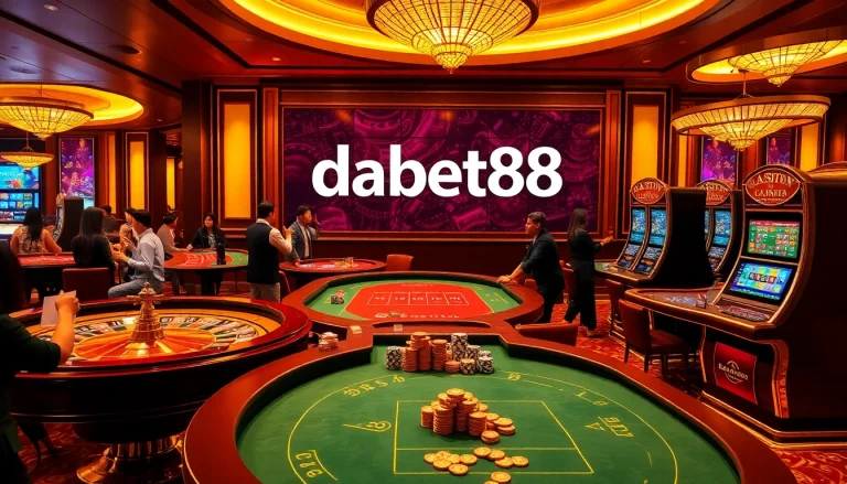 dabet88 showcases an exhilarating casino scene with players at a lavish roulette table, enhancing the thrill of gaming.