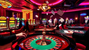 Thrilling casino setting where players enjoy a luxurious atmosphere, embodying the excitement of dirty ai chat.