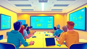 Engaged learners in a gamification learning and development setting, showcasing game-based training techniques.