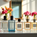 Explore the best perfume dupes 2025 with a stunning arrangement of elegant bottles.