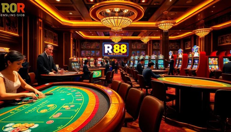 Experience the thrill of RR 88's casino tables filled with vibrant games and exciting betting action.
