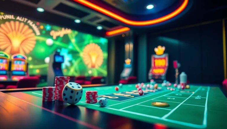 Engage with ingatbola at a thrilling online casino interface featuring vibrant table games and slot machines.