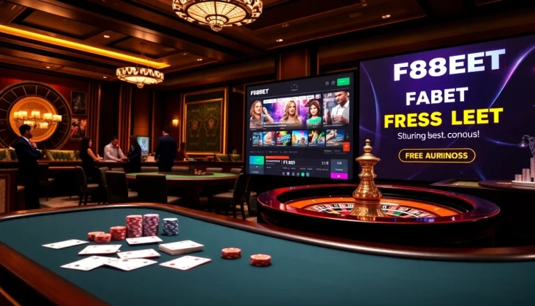 Experience thrilling gaming at https://f8bet11.net/ with a vibrant scene of poker and roulette action.