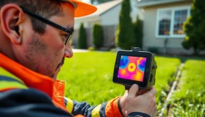 Expert conducting underground leak detection using thermal imaging technology.