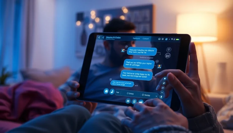 Engaging interaction with a sex AI chatbot in a cozy digital environment.