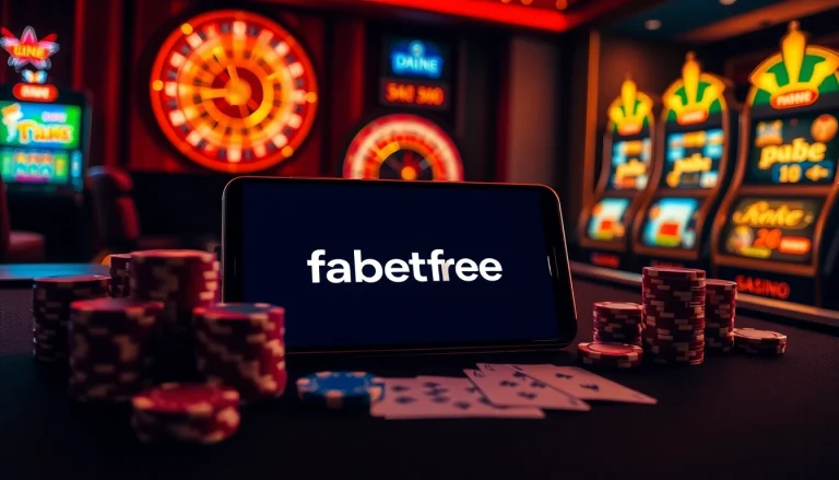 Engage in thrilling online betting at https://fabet.free/ with vibrant roulette and poker scenes.