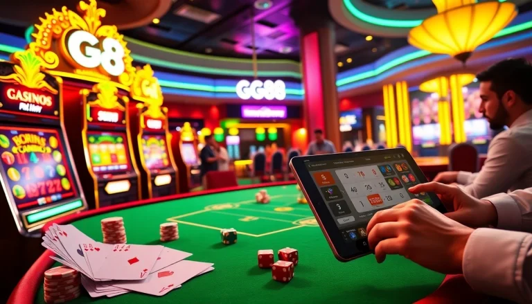 Gambling enthusiasts enjoying the immersive online experience at gg88.com with exciting casino elements.