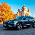 Experience inchiriere masini with a modern rental car near Chișinău's iconic landmarks.