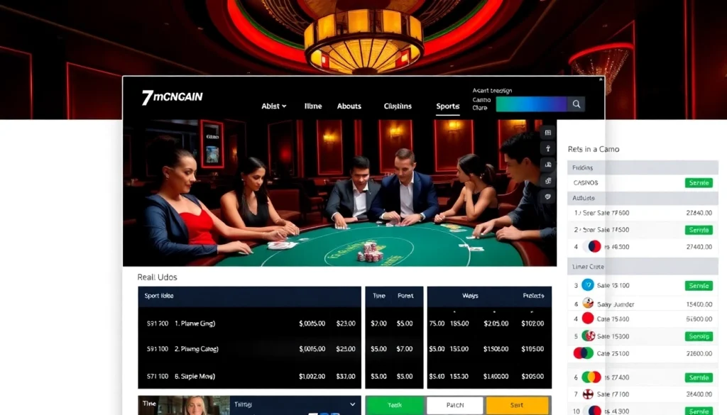 Engaged players analyze odds and participate in a game at a 7mcn inspired casino table.