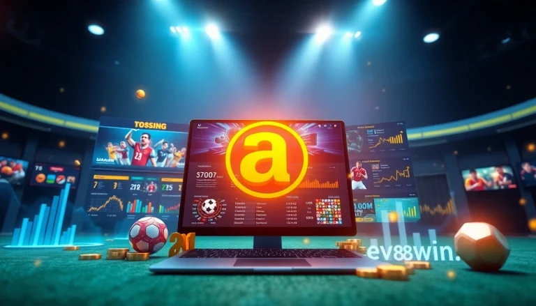 Dynamic interface of ev88win.live showcasing online betting and casino games.