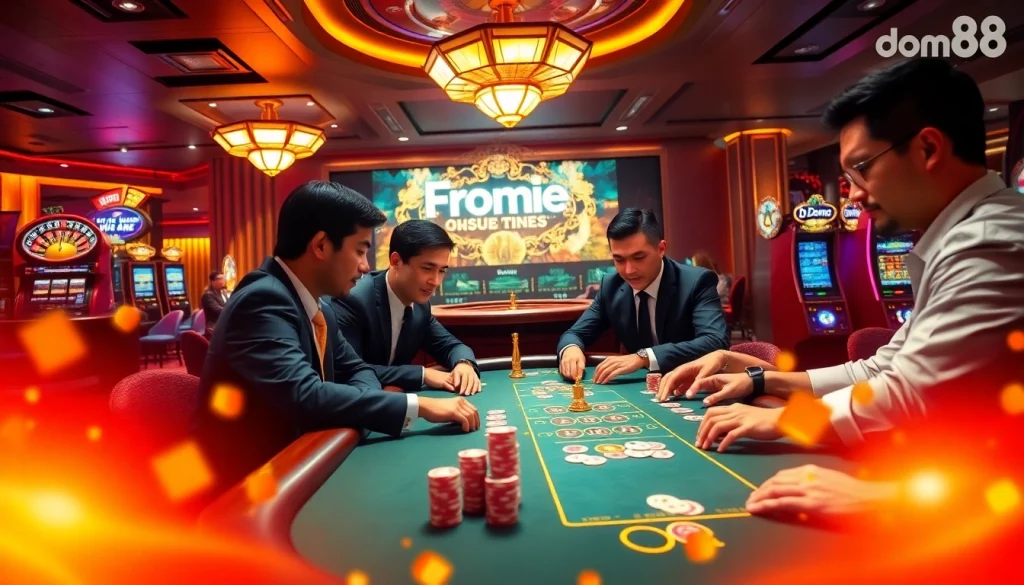 Experience the excitement of gambling at dom88.us.com featuring vibrant casino tables and professional players.