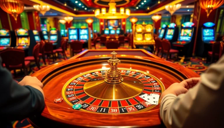 Engage in thrilling gameplay at https://rr88a.us.com/ with a lively casino scene featuring roulette and poker.