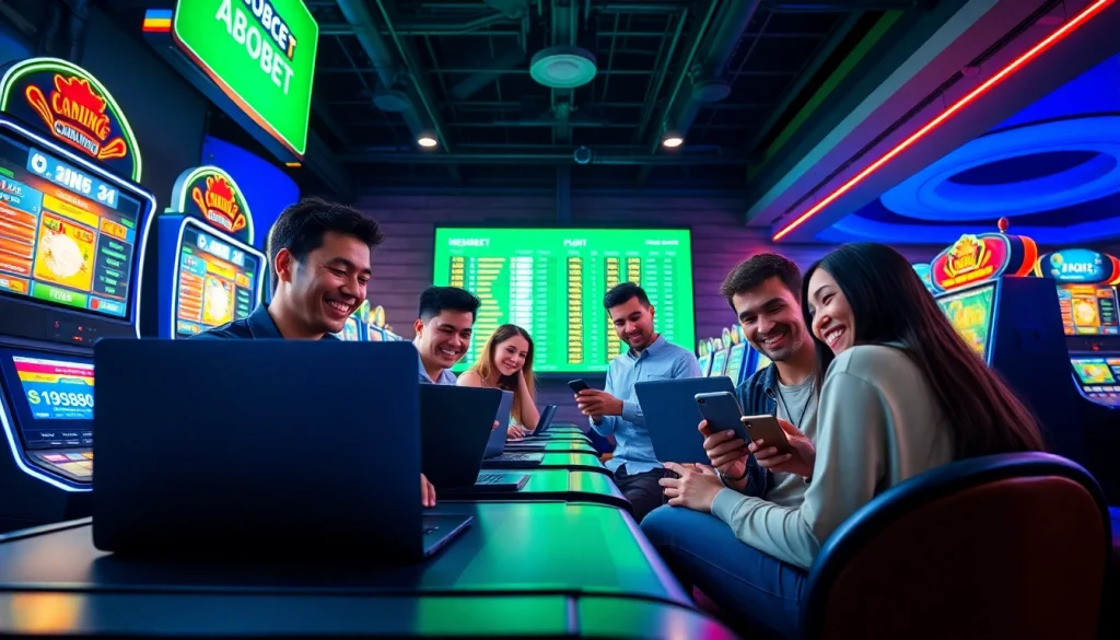 SBOBET.dance offers an exciting online gambling experience with diverse players engaging in vibrant casino games.