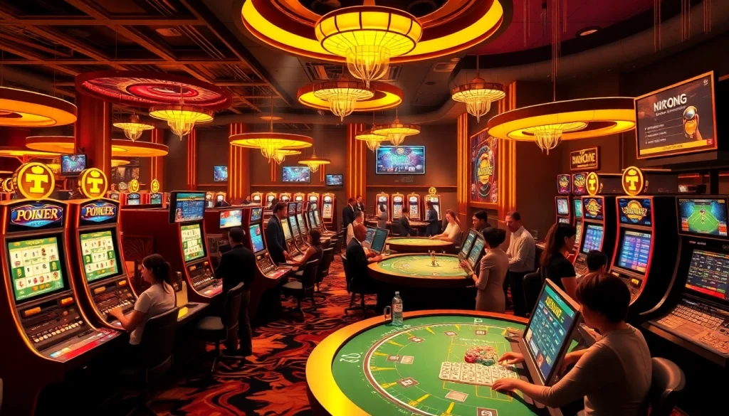 Exciting gaming scene at new88pm.com showcasing vibrant online gambling activities.