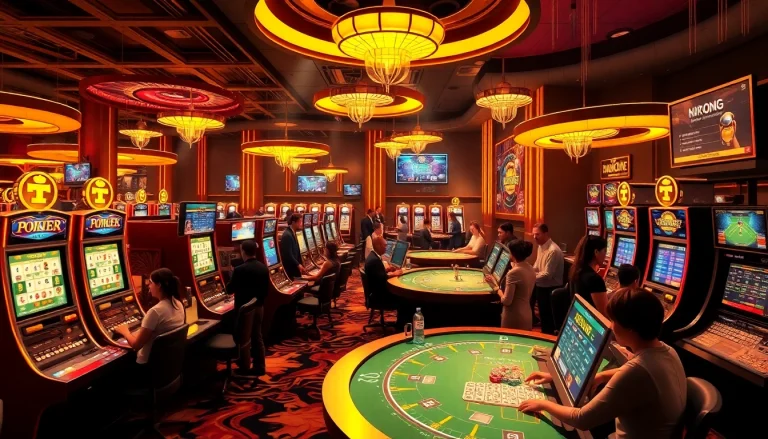 Exciting gaming scene at new88pm.com showcasing vibrant online gambling activities.