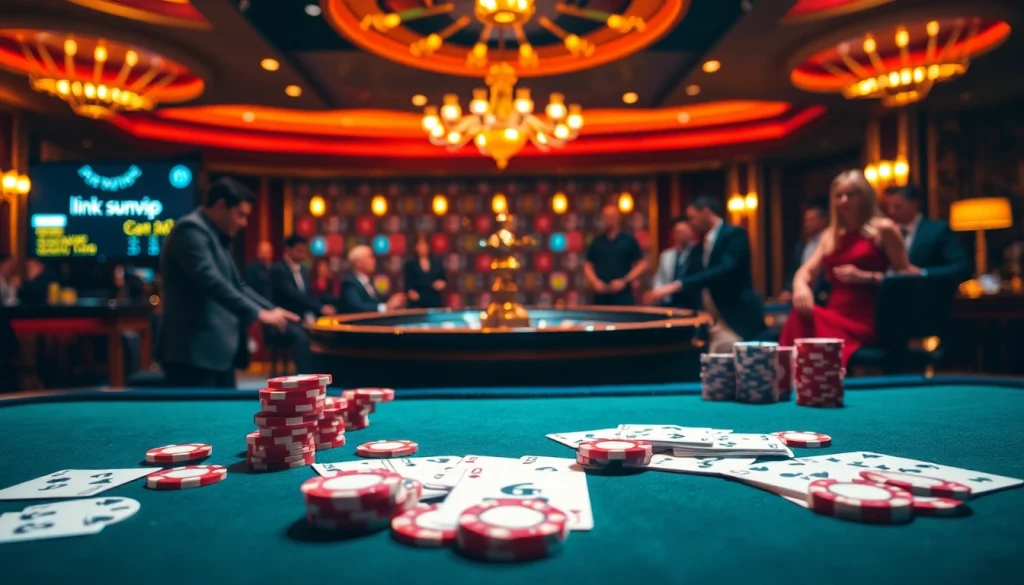 Experience thrilling gambling excitement with link sumvip at a luxurious casino table.