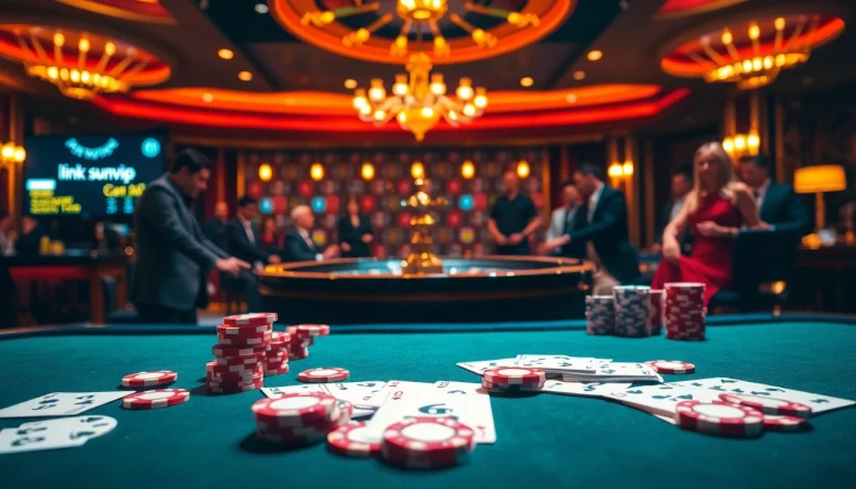 Experience thrilling gambling excitement with link sumvip at a luxurious casino table.