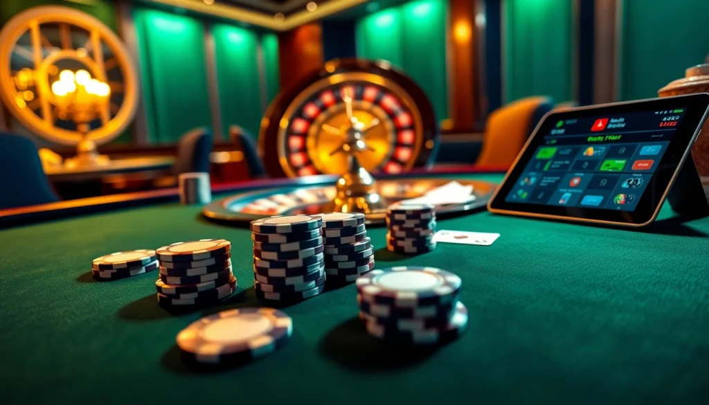 A high-stakes poker table at 1haywin.us.com, filled with chips and cards, capturing the thrill of casino gaming.