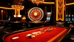 SODO Casino poker game with luxury chips, cards, and roulette wheel ambiance.