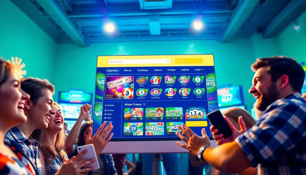 Exciting users engaged with the Trang chủ 92lottery platform in a vibrant online gaming environment