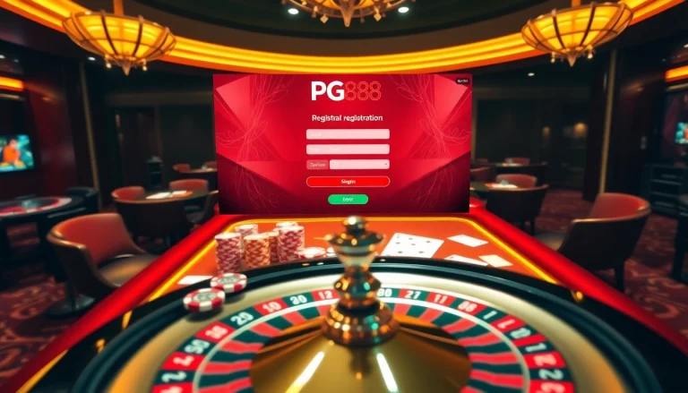 Engaging scene showcasing Đăng ký PG88 registration with vibrant gambling elements.