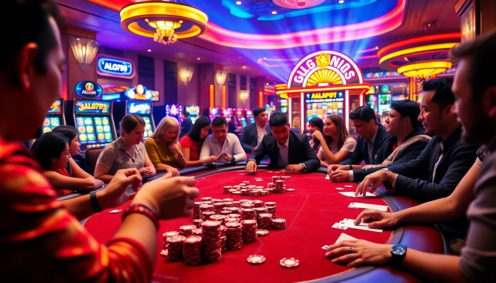 Players betting at ALO 789's casino table, capturing the excitement and thrill of gambling.