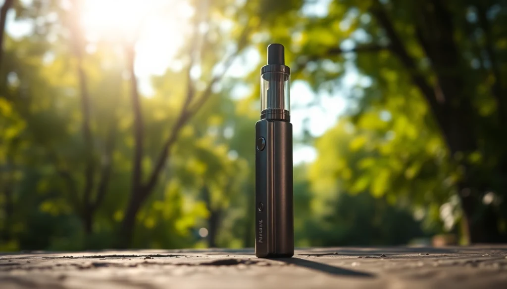Buy DMT vape pen set against a serene nature background, showcasing its premium quality.