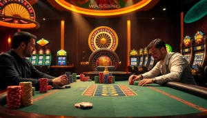 Experience high-stakes wins at mk8.com poker table surrounded by vibrant casino action.