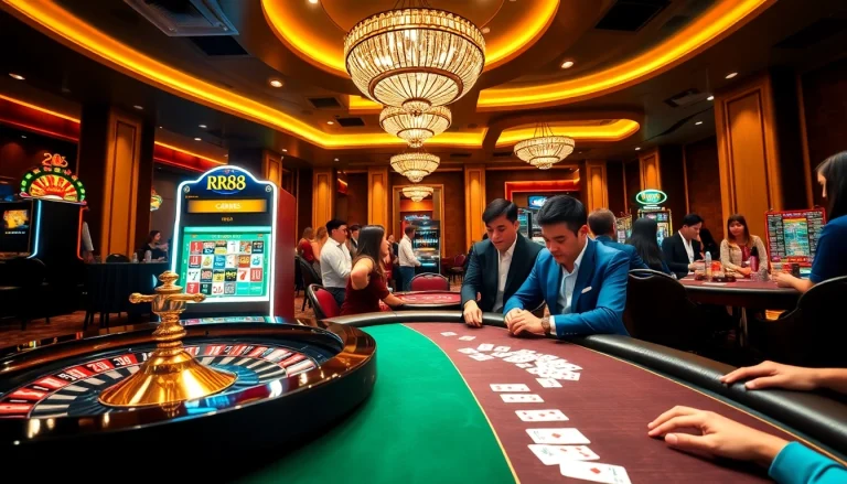 Experience thrilling gameplay at RR88 with vibrant casino tables and engaging players.