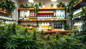 Welcoming Weedmaps Madrid dispensary showcasing various cannabis products in a natural setting.