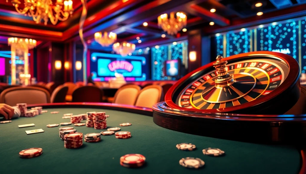 Players strategizing at the Poker table in a luxurious casino atmosphere, reflective of https://gamemanclub.wiki gaming excellence.