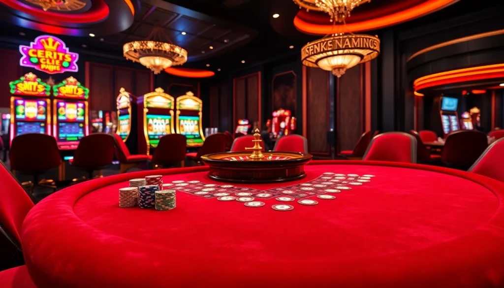 Experience thrilling gameplay at https://king88sa.com/ with vibrant slot machines and an elegant poker table.