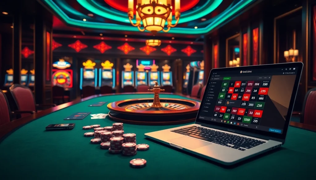 A high-stakes poker scene showcasing luxurious gambling elements, inspired by https://s801.online/.