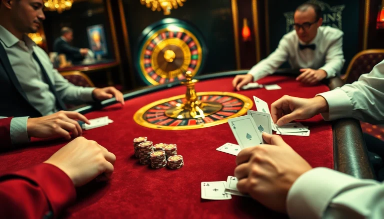 Experience the thrill of tha bet at a luxurious casino table with vibrant lights and action.