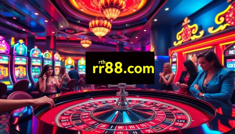 Enthusiastic players engaging at a luxurious roulette table in a glamorous rr88 com casino setting.
