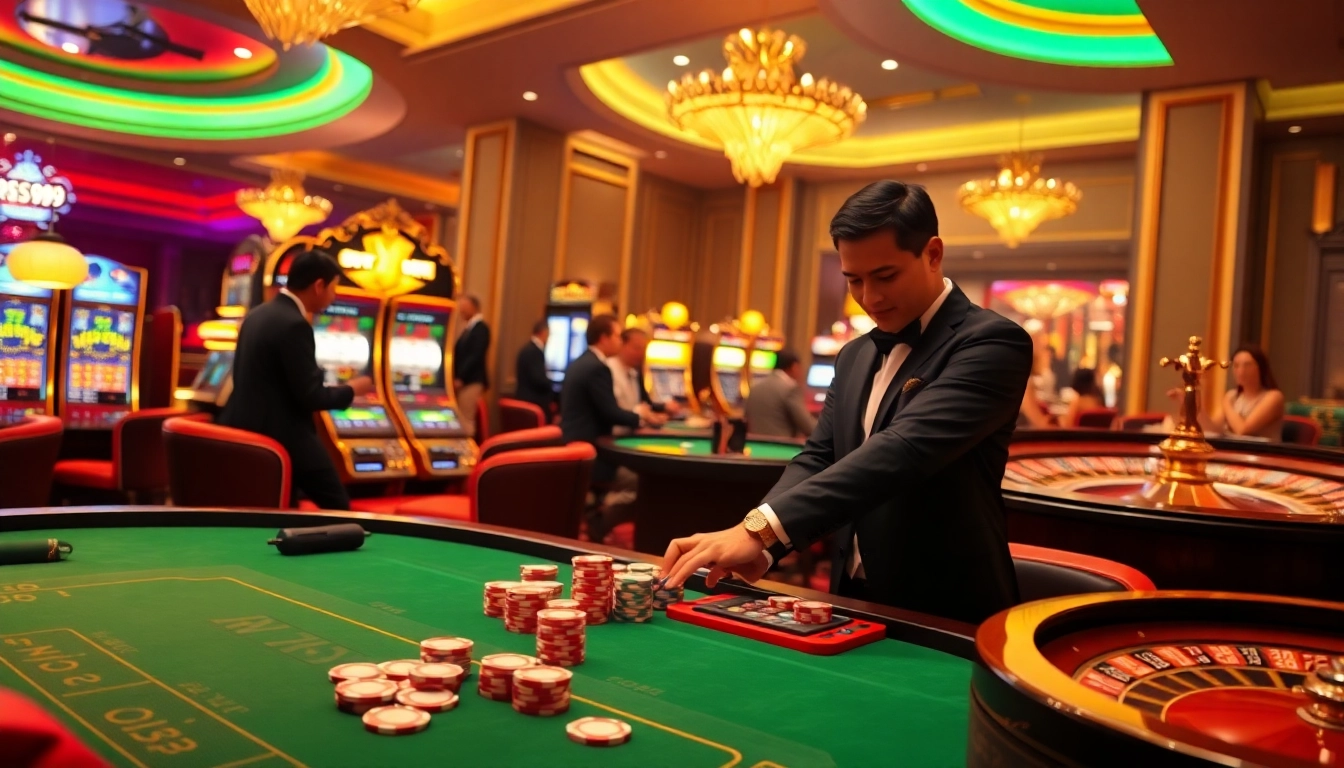 Experience the thrill of betting at trang chủ PS99 with vibrant casino tables and engaged players.