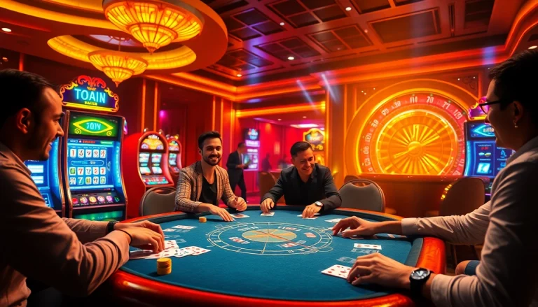 Engaging poker players at a vibrant casino table, showcasing game ai dynamics.