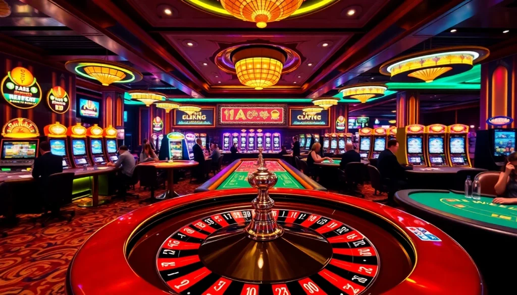 Experience the thrill of gaming at hm88.studio featuring vibrant tables, roulette, and slot machines.
