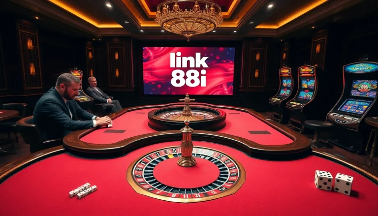 Experience the thrill of link 88i at a high-stakes poker table with vibrant casino elements.