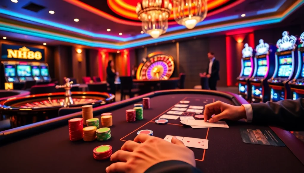 Experience the excitement of NH88 gaming with vibrant casino tables and thrilling action.