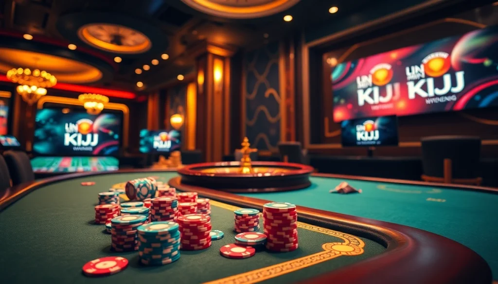 Gambling excitement at the LIÊN MINH KJC casino with luxurious poker action and roulette.
